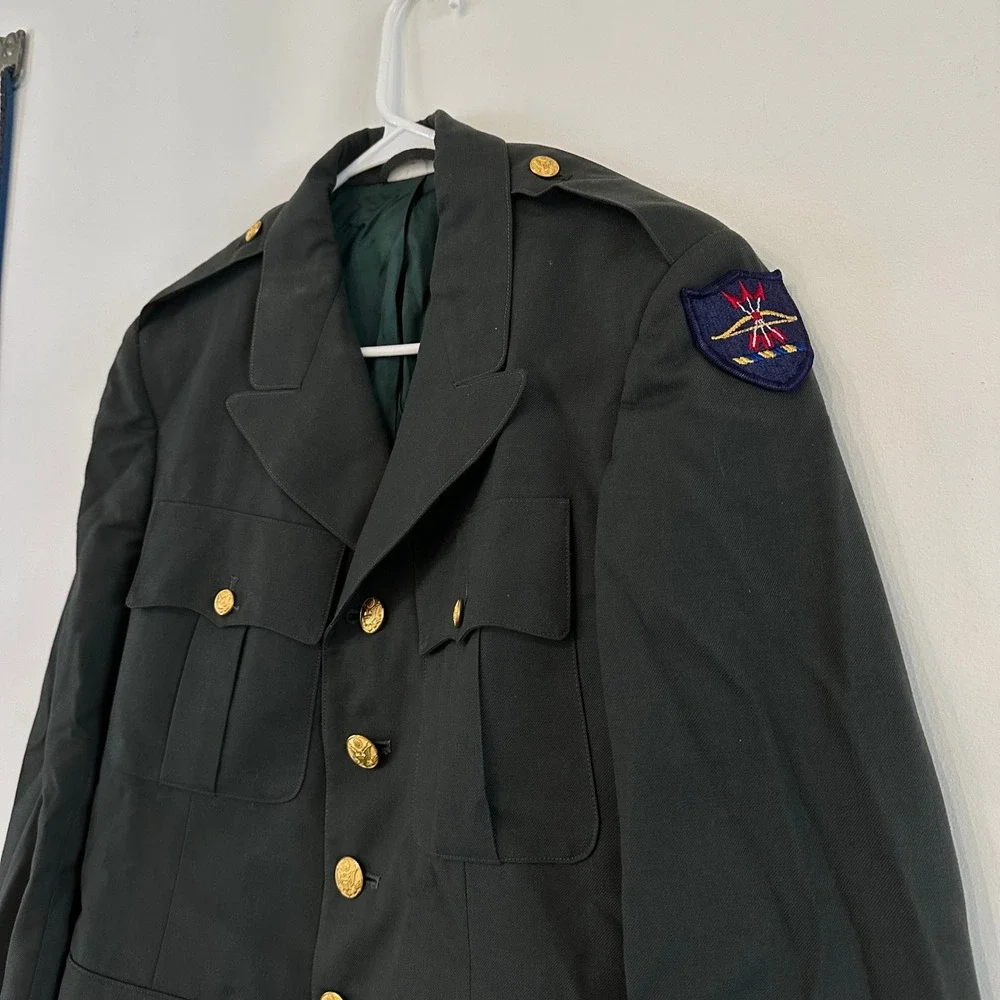 US Army Green Service Uniform Dress Coat Jacket AG-489 40R Gold Eagle Buttons